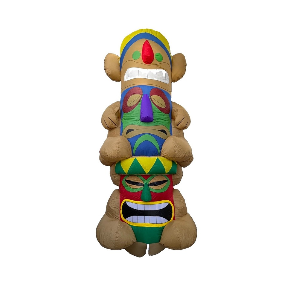 Gemmy Airblown Inflatable 8 Foot Tiki Party Totem Pole Luau Light Up Works
